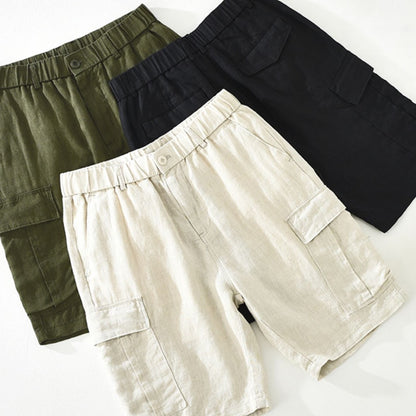 Pure Linen Mens Cargo Shorts