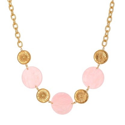 Round Acrylic Disc Pendant Stainless Steel Necklace