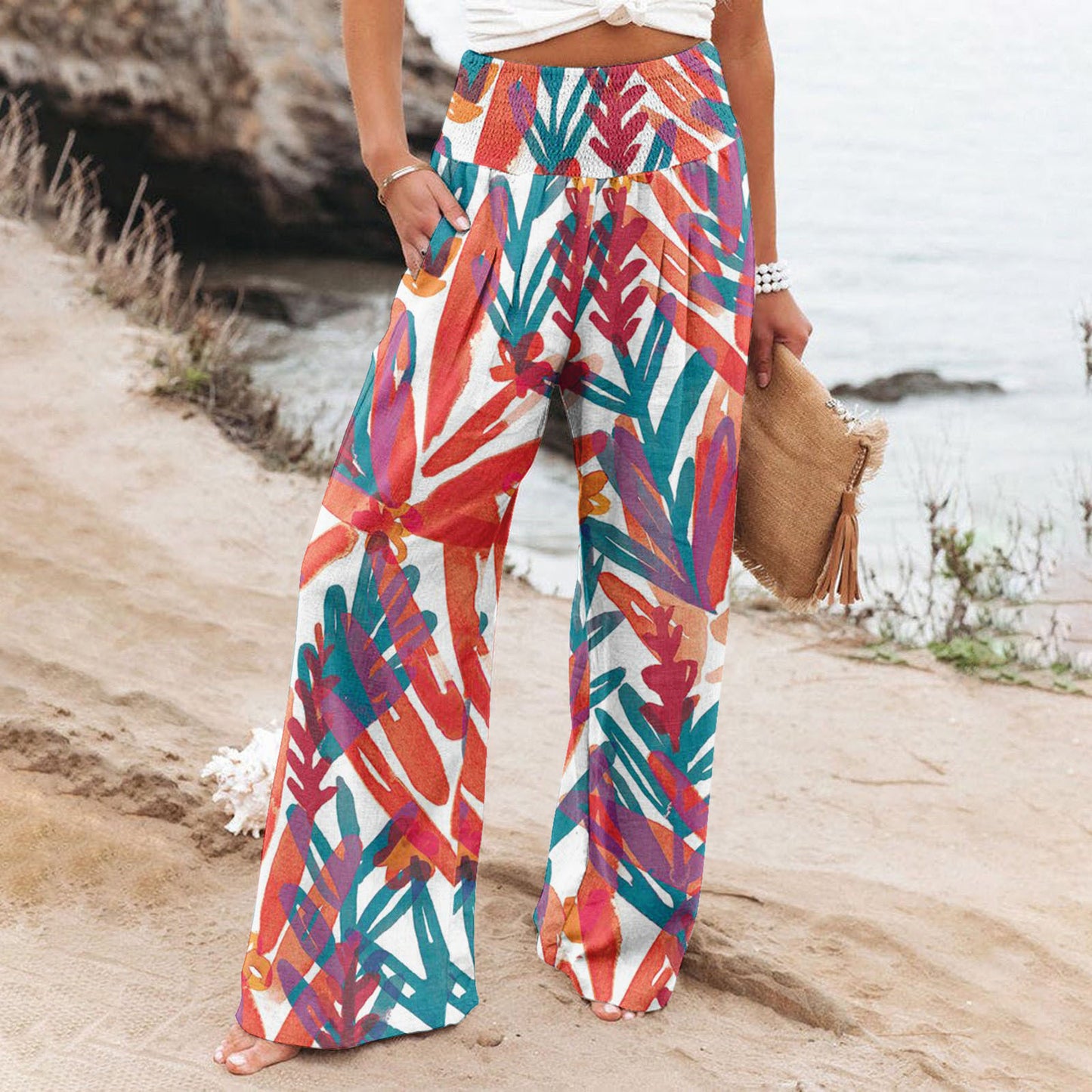 Casual Wide-leg Printed Loose Trousers