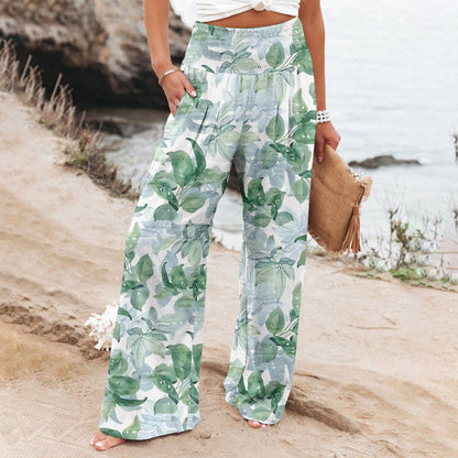 Casual Wide-leg Printed Loose Trousers
