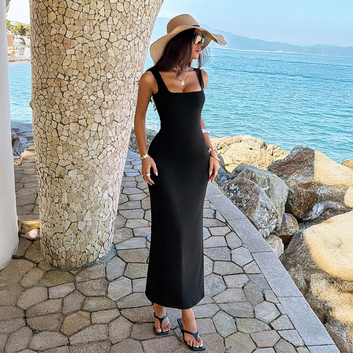 Square-neck Slim fit Dress