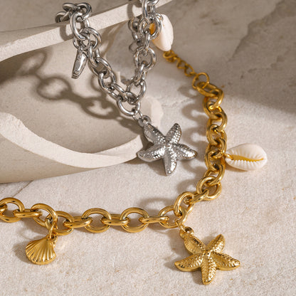 Starfish Shell Conch Bracelet Stainless Steel