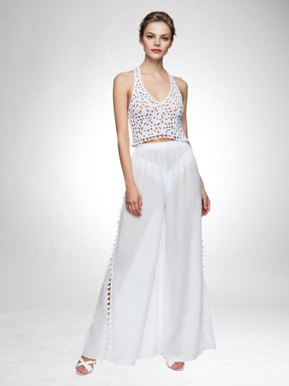 Beach Pants Cover Ups Swimwears Sided High Slit Snowfl