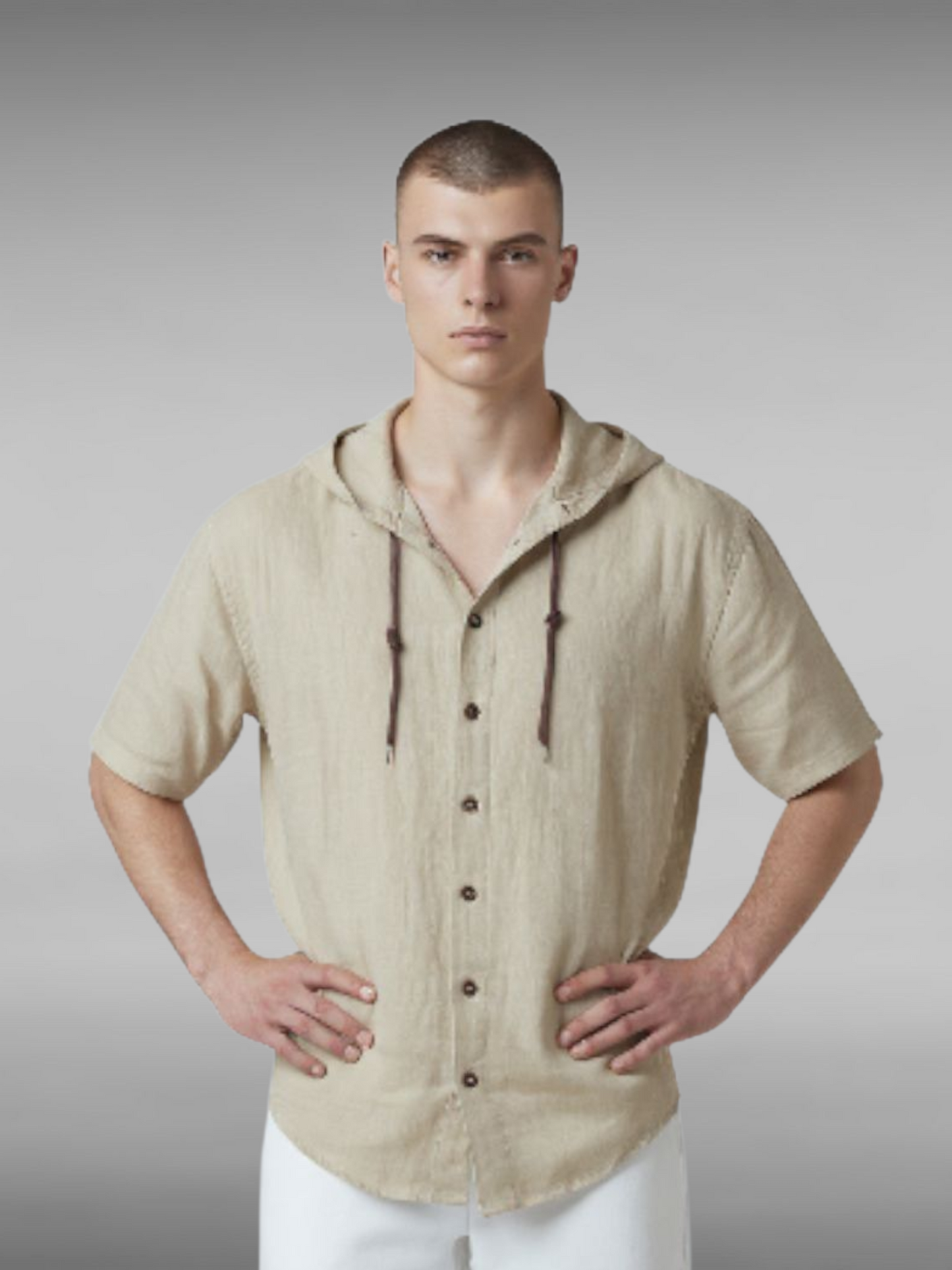 Hooded Shirt Sports-Casual Short-sleeved Summer Shirt