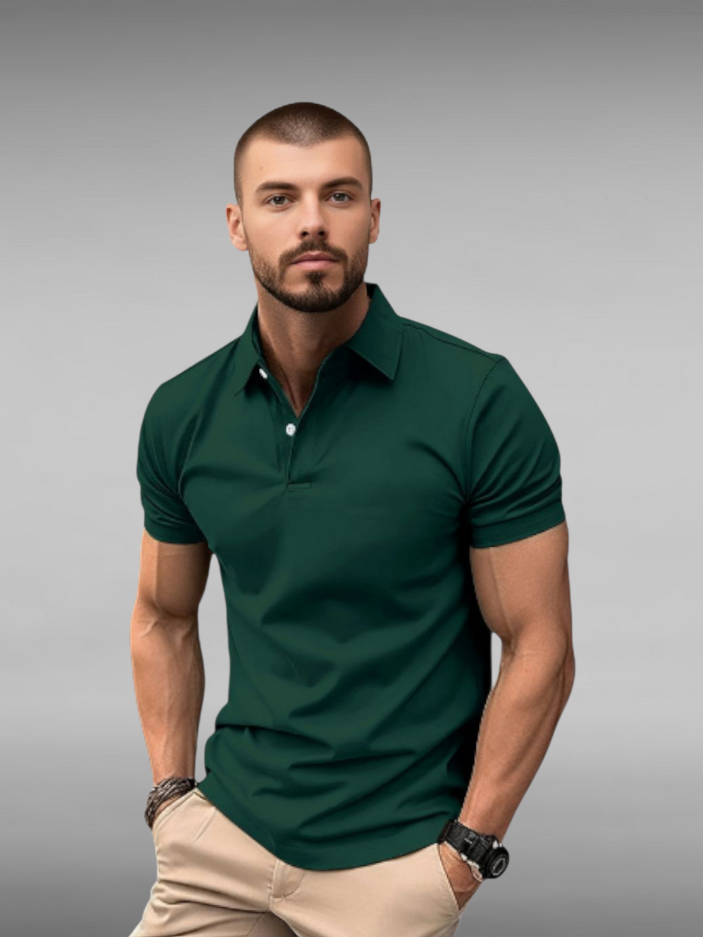 Summer Short Sleeve Polo Shirt Men Solid Color Button Lapel Button Top