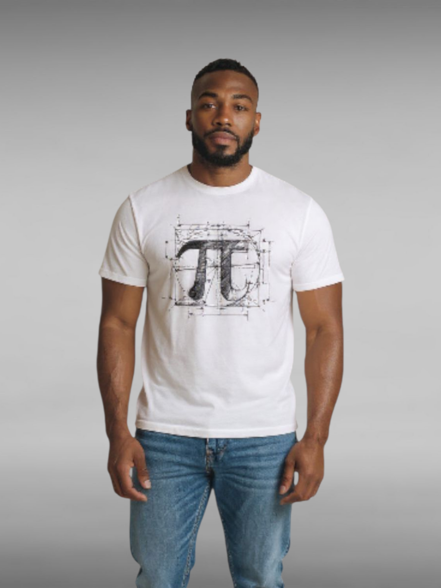 Black π Print Round Neck T-Shirt