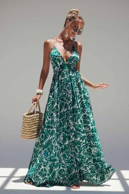 Sexy Cross Strap Open Back Maxi Dress