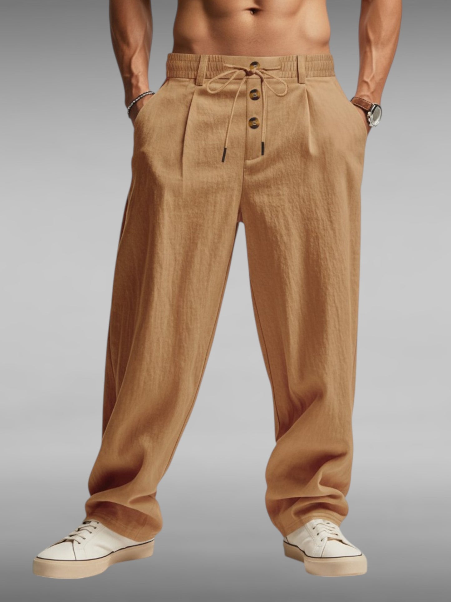 Breathable Cotton-Linen Loose Fit Sport-Casual Men Trousers